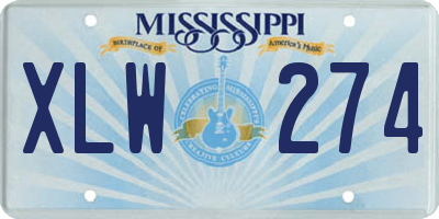 MS license plate XLW274