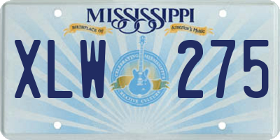 MS license plate XLW275