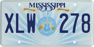 MS license plate XLW278