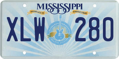 MS license plate XLW280