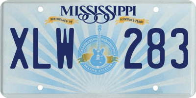 MS license plate XLW283