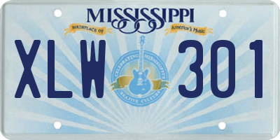 MS license plate XLW301