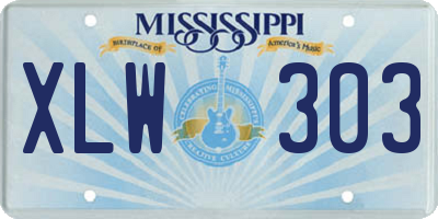MS license plate XLW303