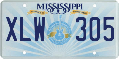 MS license plate XLW305