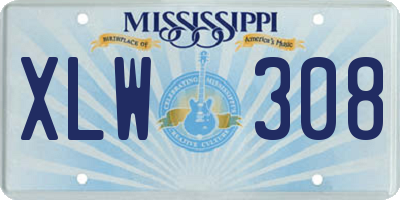 MS license plate XLW308