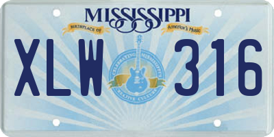 MS license plate XLW316