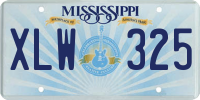 MS license plate XLW325