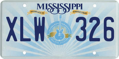 MS license plate XLW326