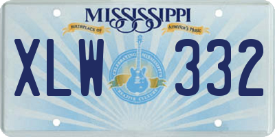 MS license plate XLW332