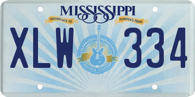 MS license plate XLW334