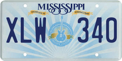 MS license plate XLW340