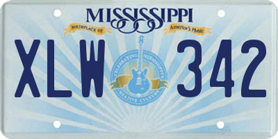 MS license plate XLW342