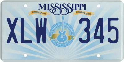 MS license plate XLW345