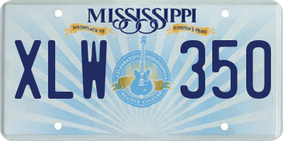MS license plate XLW350