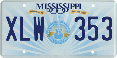 MS license plate XLW353