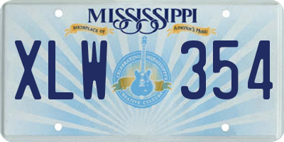 MS license plate XLW354