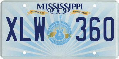 MS license plate XLW360