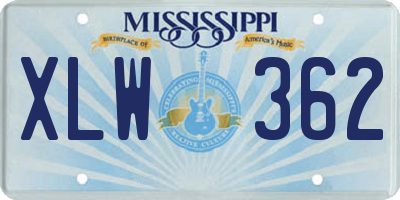 MS license plate XLW362