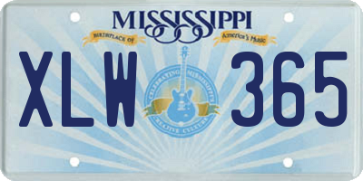 MS license plate XLW365