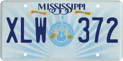 MS license plate XLW372