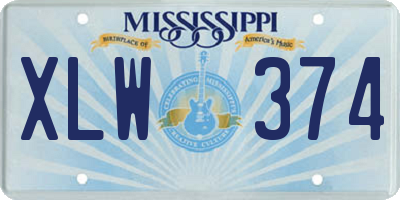 MS license plate XLW374