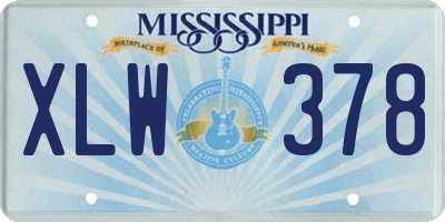 MS license plate XLW378