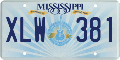 MS license plate XLW381