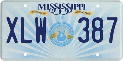MS license plate XLW387