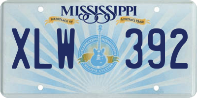 MS license plate XLW392