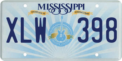 MS license plate XLW398