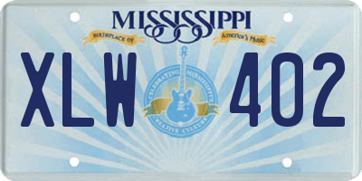 MS license plate XLW402