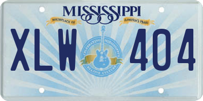 MS license plate XLW404