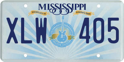 MS license plate XLW405