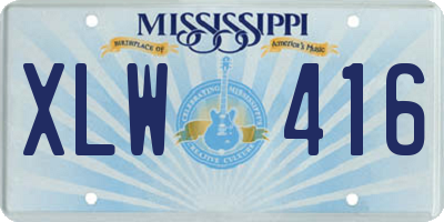 MS license plate XLW416