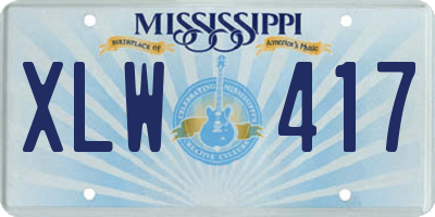 MS license plate XLW417