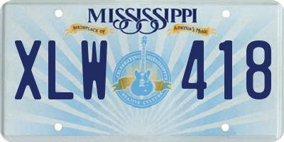 MS license plate XLW418