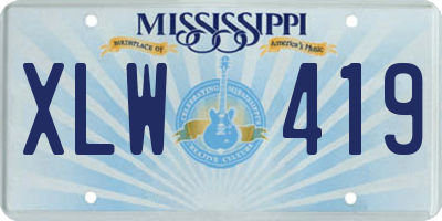 MS license plate XLW419
