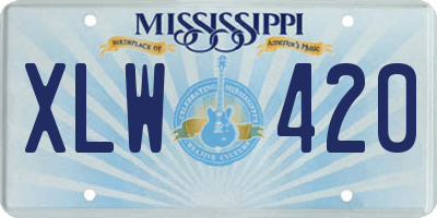 MS license plate XLW420