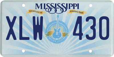 MS license plate XLW430