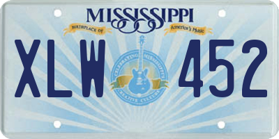 MS license plate XLW452