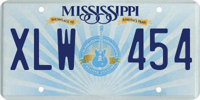 MS license plate XLW454