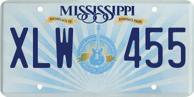 MS license plate XLW455
