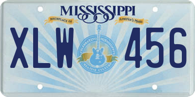 MS license plate XLW456