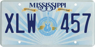 MS license plate XLW457