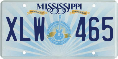 MS license plate XLW465