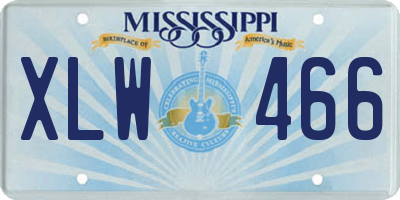 MS license plate XLW466