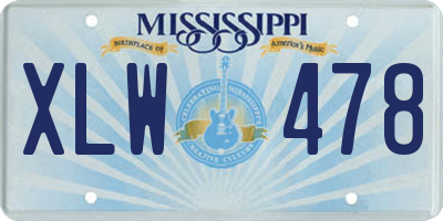 MS license plate XLW478