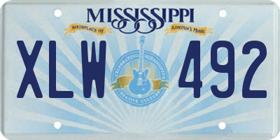 MS license plate XLW492