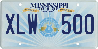 MS license plate XLW500