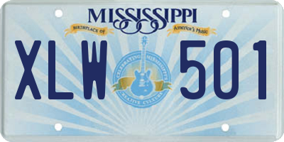 MS license plate XLW501